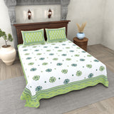 Green Floral Charm Printed Bedsheet