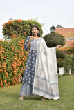 MANUKUNJ BLUE AND WHITE COTTON SHARARA DRESS