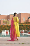 MANUKUNJ YELLOW AND RANI SUIT SET