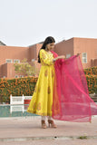 MANUKUNJ YELLOW AND RANI SUIT SET