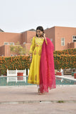 MANUKUNJ YELLOW AND RANI SUIT SET