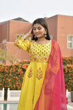 MANUKUNJ YELLOW AND RANI SUIT SET