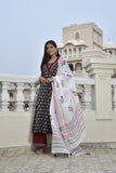 MANUKUNJ BLACK AND MAHROON KURTA SET