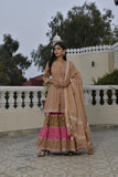 MANUKUNJ BROWN PRINTED SHARARA SUIT SET