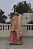 MANUKUNJ BROWN PRINTED SHARARA SUIT SET