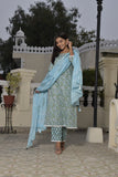 MANUKUNJ CORAL BLUE COTTON SUIT SET